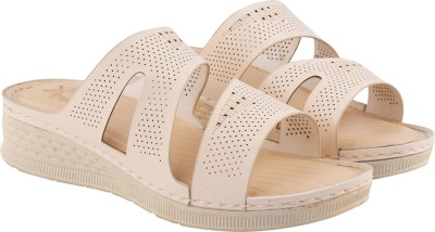 SHOETOPIA Girls Slip-on Wedges(Beige , 11 Years)