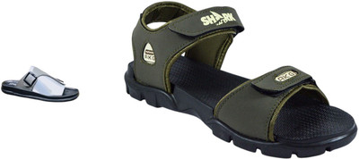 Classica Men Sandals(Grey, Green , 10)