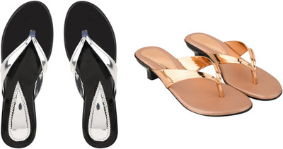 Komfy Women Heels(Gold, Silver, Black , 3)