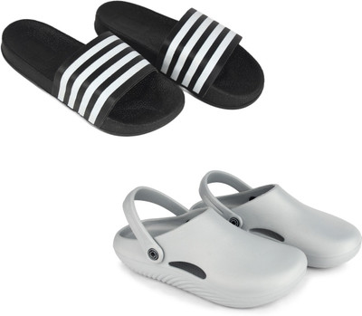 Vomoya Men Sandals(Black, Grey , 7)