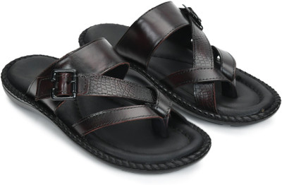 STEPFOX Classic Cushion Slippers with Adjustable Buckle Soft Sole Non Skid Wear Casual Men Sandals(Maroon , 8)