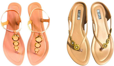 Nicesteps Women Flats(Pink, Brown , 5)