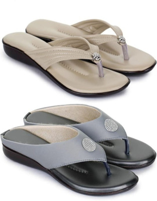 Nekii Traders Women Flats(Grey, Off White , 7)