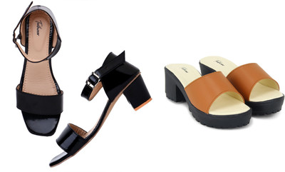 Todhwear Women Heels(Black, Tan , 6)