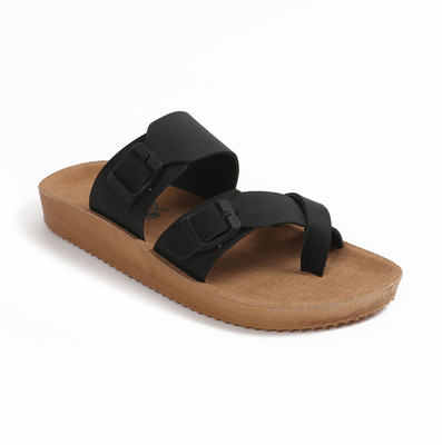 Comfro Men Birken Inspired PU Casual Sandal/Slipper for Daily Use, Antiskid Sole Men Casual(Black , 9)