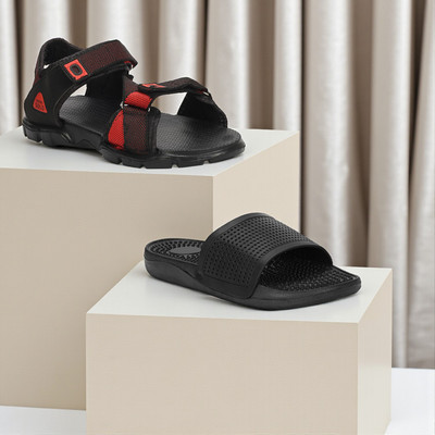 WOCMEC Men Sandals(Red, Black , 7)