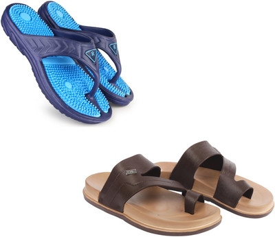Vomoya Men Sandals(Blue, Brown , 10)