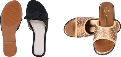 PMS Women Wedges(Black, Brown , 7)