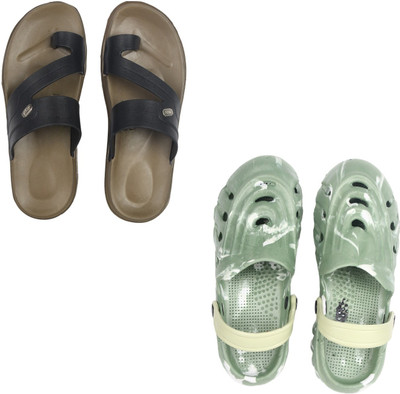 Vomoya Men Sandals(Black, Olive , 7)