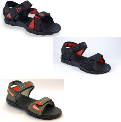 Classica Men Sandals(Black, Red, Black, Red, Grey, Orange , 10)