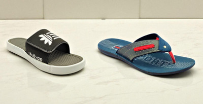 Classica Men Sandals(Grey, Blue, Red , 8)
