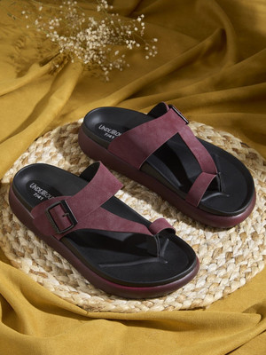 UNDERROUTE Stylish Dual Strap Buckle Design Men Sandals(Purple , 6)