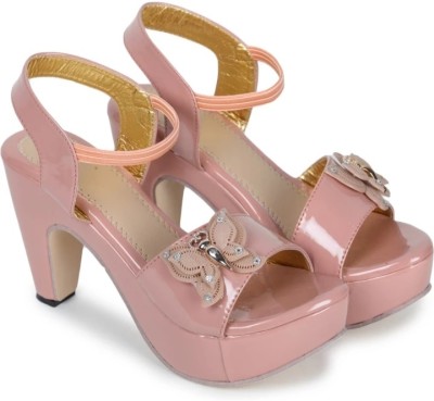 MNS COLLECTION Women Heels(Pink , 5)