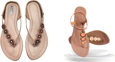 Nicesteps Women Flats(Beige, Brown , 5)