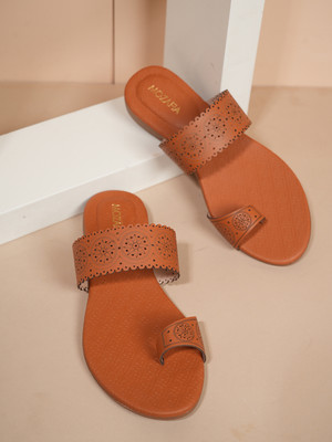 MOZAFIA Women Flats(Tan , 6)
