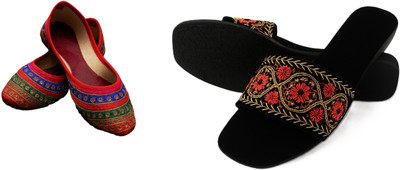 Dualstep Women Flats(Multicolor, Black , 4)