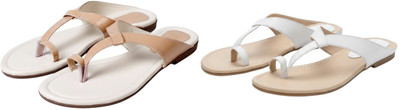 Kuhu Creations Women Flats(Beige, White , 5)