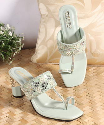 madam glorious Women Heels(Green , 3)