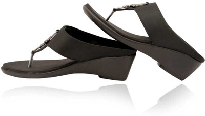 Neha Footware Women Wedges(Black , 7)