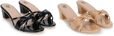 Zaif Women Heels(Beige, Black , 5)
