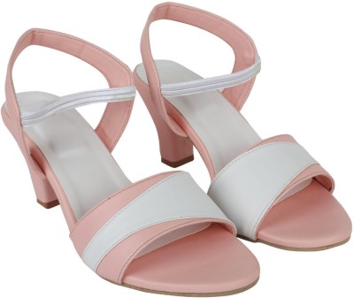 MESHVA Women Heels(Pink, White , 7)