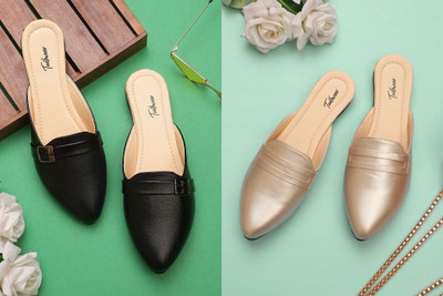 Todhwear Women Heels(Black, Gold , 7)