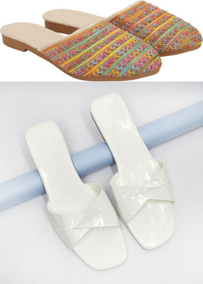 RTC ROYAL TRADING COMPANY Women Flats(Multicolor, White , 6)