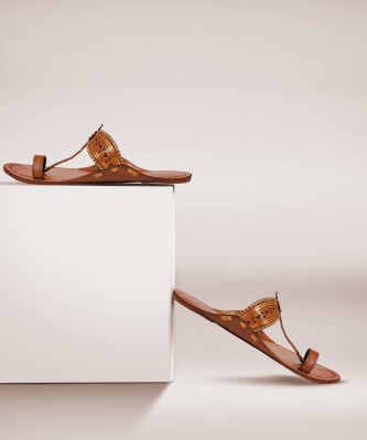 Kolhapuri Women Flats(Tan , 9)