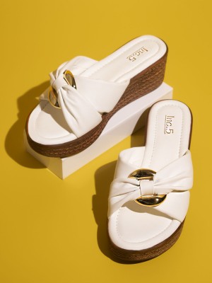 Inc.5 Women Wedges(White , 4)