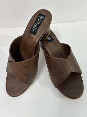 Rebornlife Women Heels(Brown , 4)