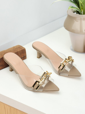 Avivastyle Women Heels(Beige , 4)