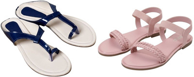 Kuhu Creations Women Flats(Pink, Blue , 5)