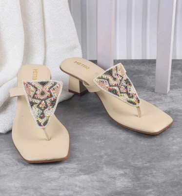 METRO Women Heels(Beige , 5)