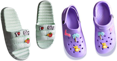 footpedia Women Wedges(Green, Pink , 3)