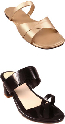 Goraiya Women Flats(Gold, Black, Grey , 9)