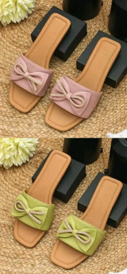 HunarPaon Women Flats(Green, Pink , 6)