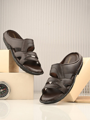 Roadster Stylish Dual Strap Buckle Design Men Sandals(Brown , 9)