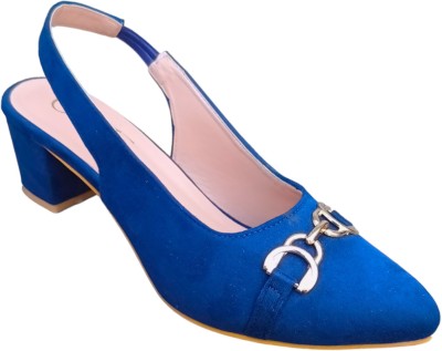 Odds And Ends Women Heels(Navy, Blue, Gold , 4)