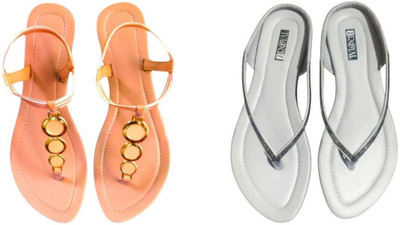 Nicesteps Women Flats(Pink, Grey , 4)