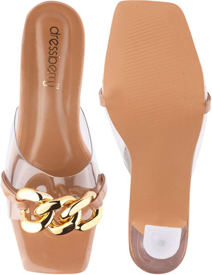 Dressberry Women Heels(Tan, Natural , 4)