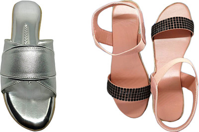 PGSPSOFT Women Casual(Silver, Pink , 8)