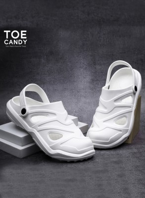 TOE CANDY White Men Clogs Slide Men Sandals(White , 9)