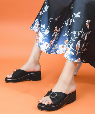 jm looks Women Wedges(Black , 4)