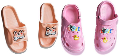 footpedia Women Wedges(Orange, Pink , 3)