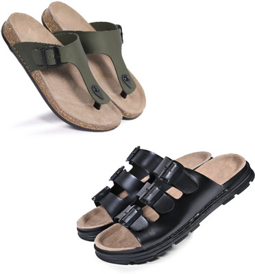 Walkivo Men Sandals(Green, Black , 6)