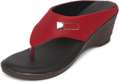 ORTHO JOY Women Wedges(Red , 4)