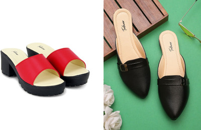Todhwear Women Heels(Black, Red , 8)