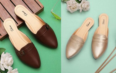 Todhwear Women Heels(Gold, Beige , 7)