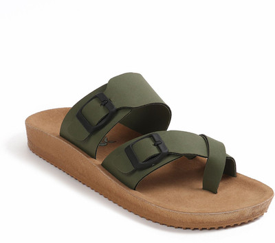 Comfro Men Birken Inspired PU Casual Sandal/Slipper for Daily Use, Antiskid Sole Men Casual(Olive , 8)