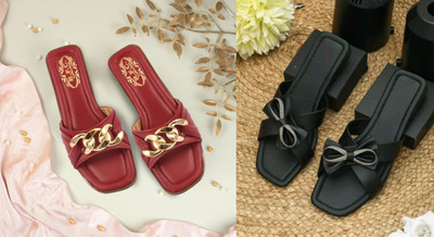 R F C Women Flats(Maroon, Black , 5)